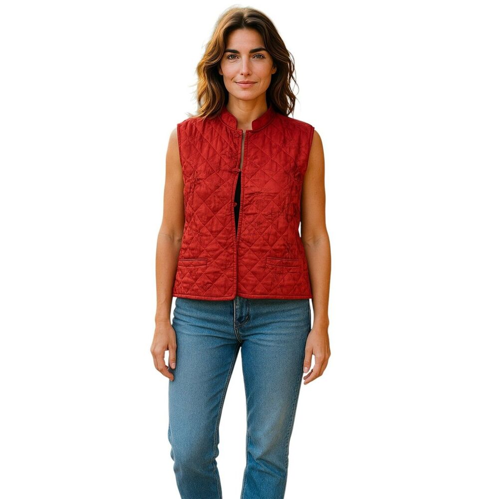 Kiko Comfortable  Vest   Women’s  Size XL  Red 100 % Rayon Brand New Y2K # 266